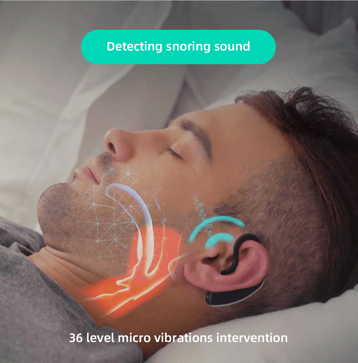 24 Hours Bluetooth Anti-snoring Device Charge Snore Earset Snore Stopper Sleeping Aid Snoring Analyzes Sleep Data Good Sleep