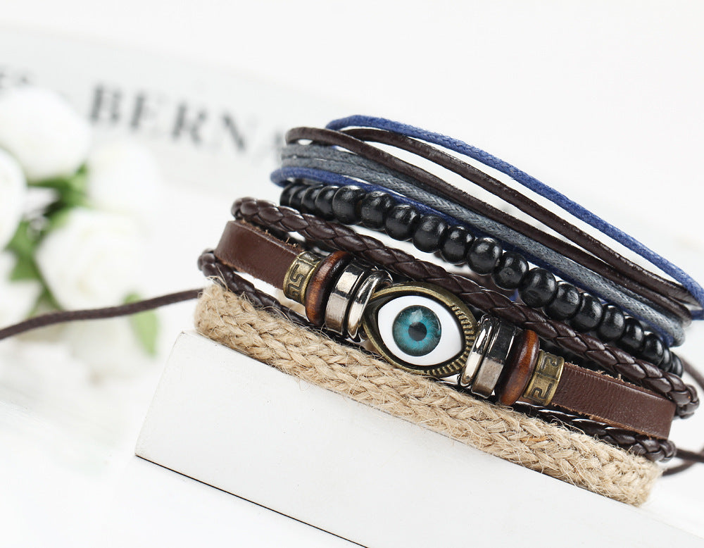 Men's Hand Braided Vintage Eye Multilayer Adjustable Bracelet