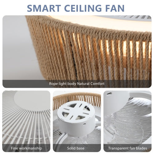 Bohemian Style LED Dimmable Ceiling Light With Built-in Fan - Remote Control