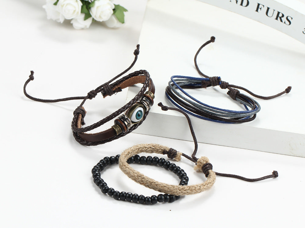Men's Hand Braided Vintage Eye Multilayer Adjustable Bracelet